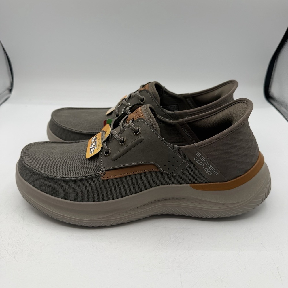 Skechers Hasting Niko Shoes Mens Sz 8.5 Brown Slip Ins Hands Free Sneaker 205212 - Picture 6 of 12